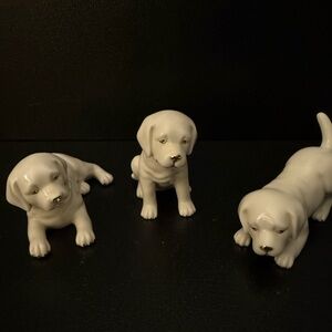 Lenox set of three Labrador Pups - trimmed in 24k gold